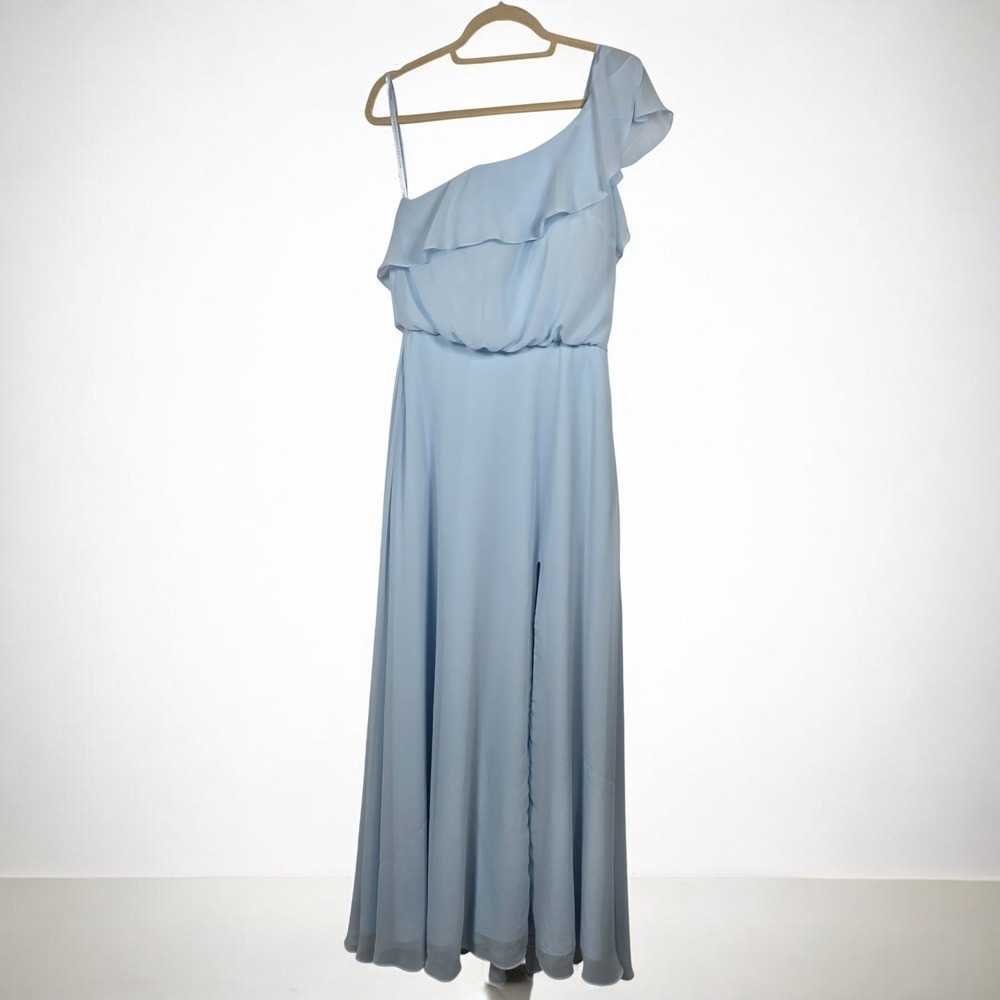 MORILEE Madeline Gardner‎ Maxi Dress Woman 8 Blue One Shoulder Corset Bra Pads